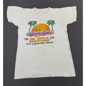 Rare Vintage 80s World Famous Candy Store Fort Lauderdale Beach White Tee Promo